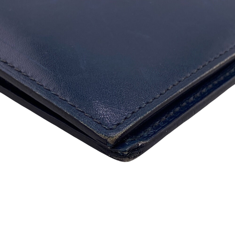 HERMES Bill Compartment leather Navy Bifold Wallet mens