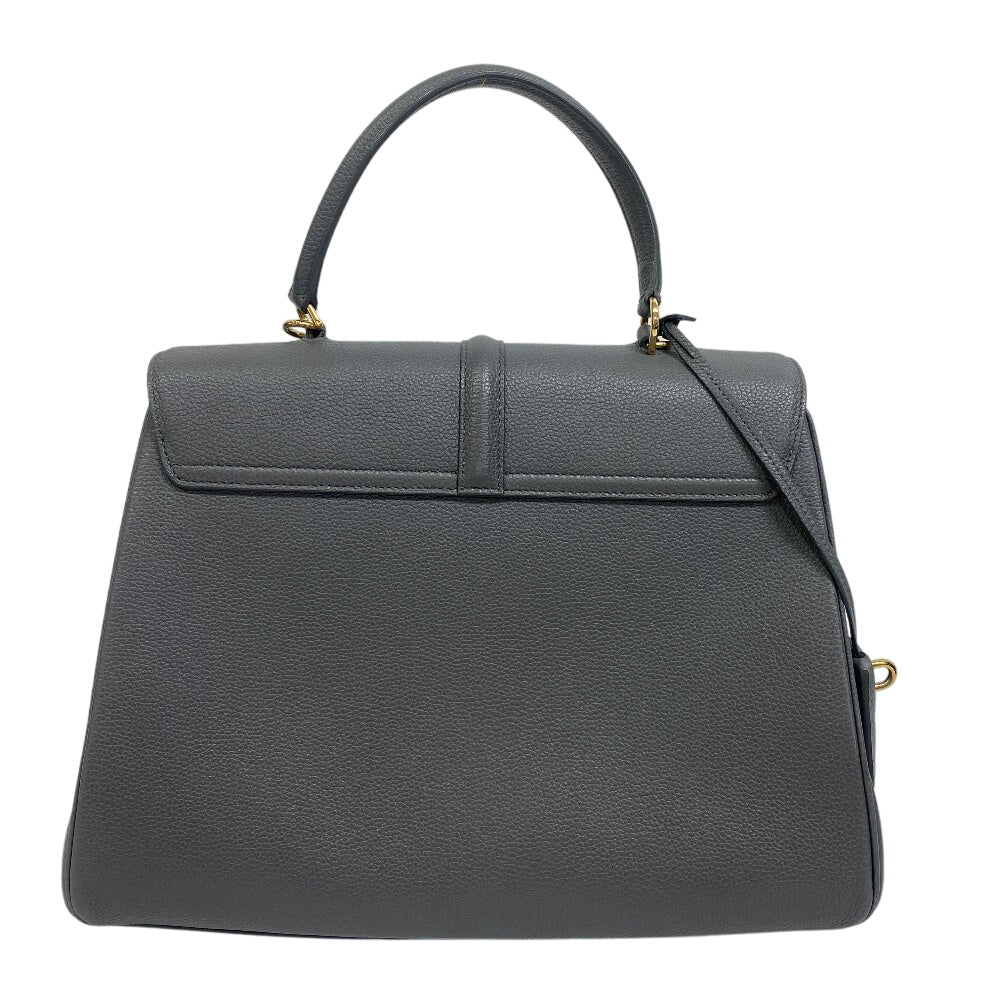 CELINE Handbag Leather , Satined Calfskin gray 2WAY 16 seeds medium Women