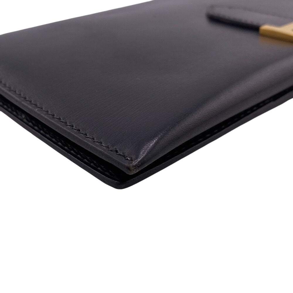 HERMES Long Wallet Purse leather black Long Wallet Purse Baan classic Women