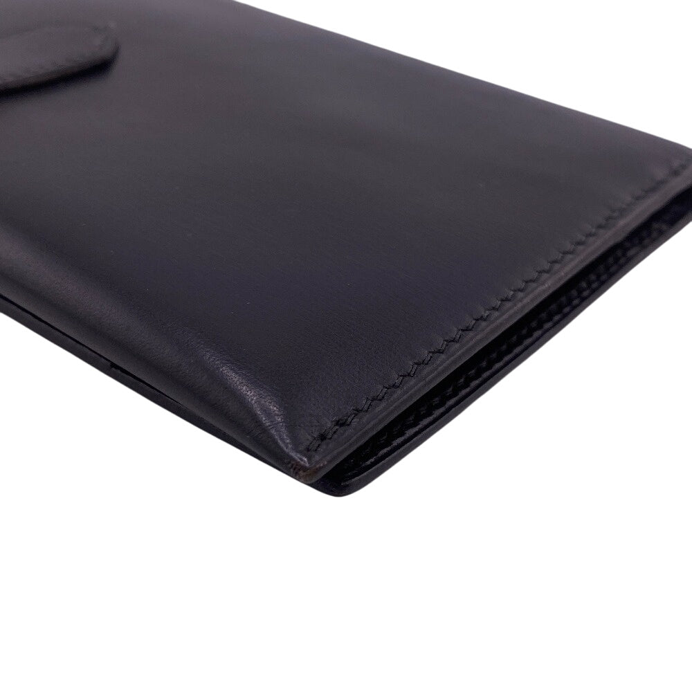 HERMES Long Wallet Purse leather black Long Wallet Purse Baan classic Women