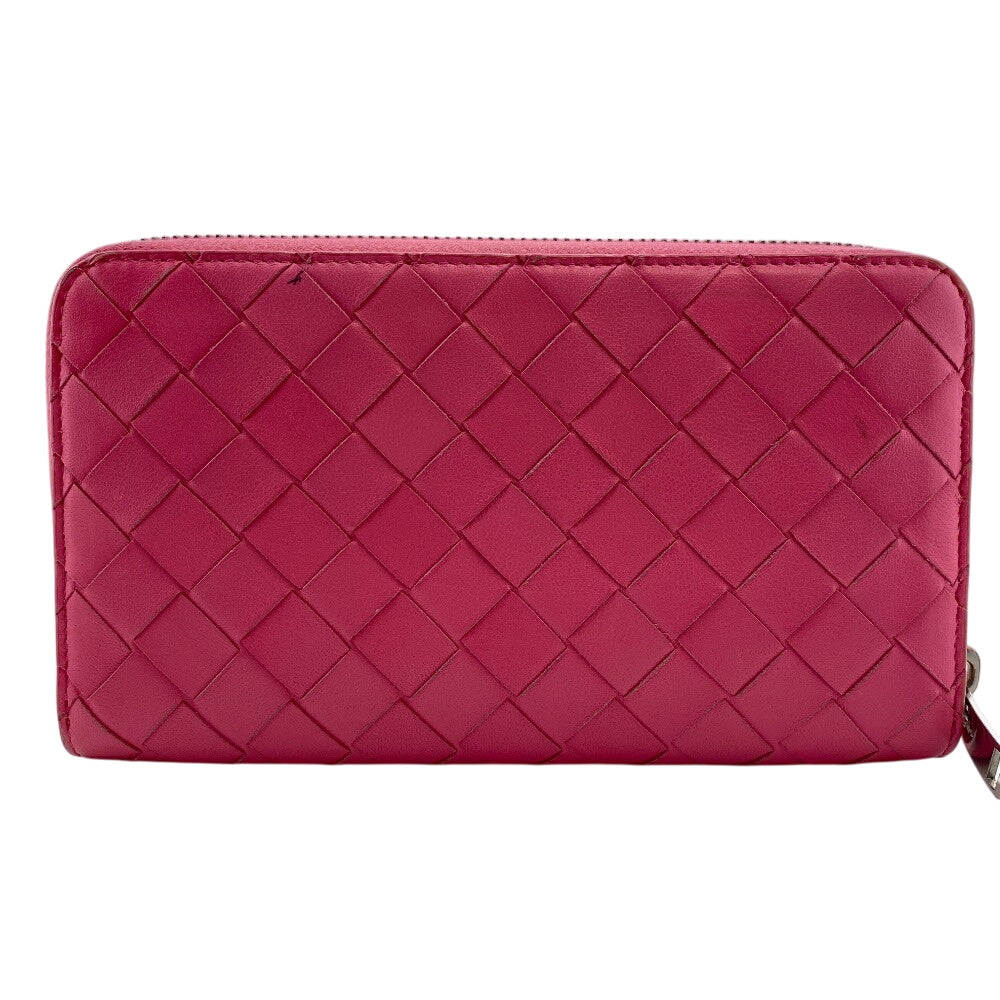 BOTTEGAVENETA Long Wallet Purse leather pink Zip Around INTRECCIATO Women