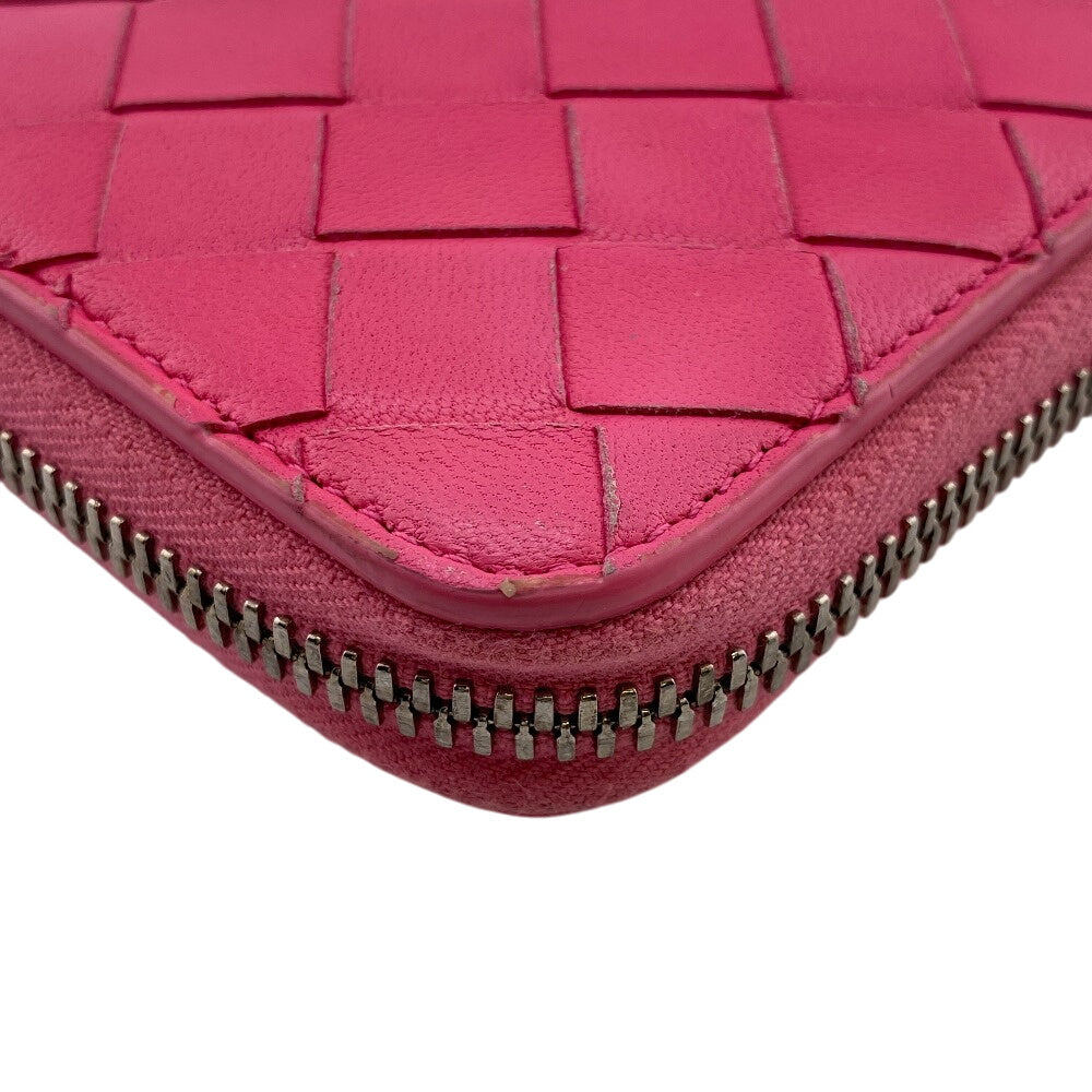 BOTTEGAVENETA Long Wallet Purse leather pink Zip Around INTRECCIATO Women