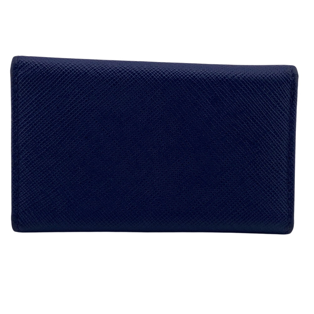 PRADA Key case Key holder  1PG222 leather blue Tri-fold Key case Key holder Safiano 6-key case Key holder Women