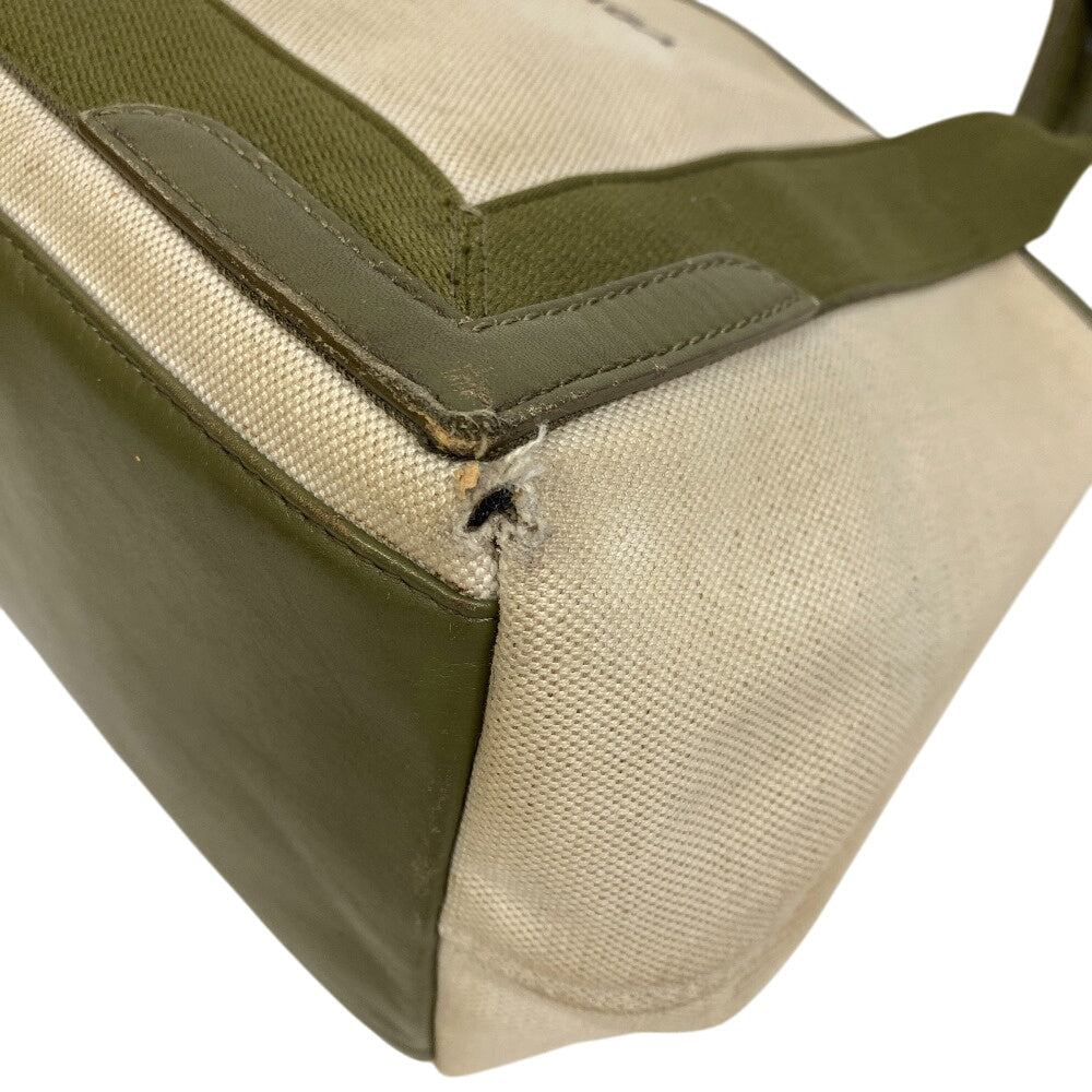 BALENCIAGA Tote Bag 339933 Canvas, Calfskin Khaki green navy cabas small Women(Unisex)