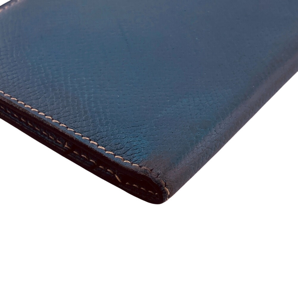 HERMES Long Wallet Purse leather blue Bean