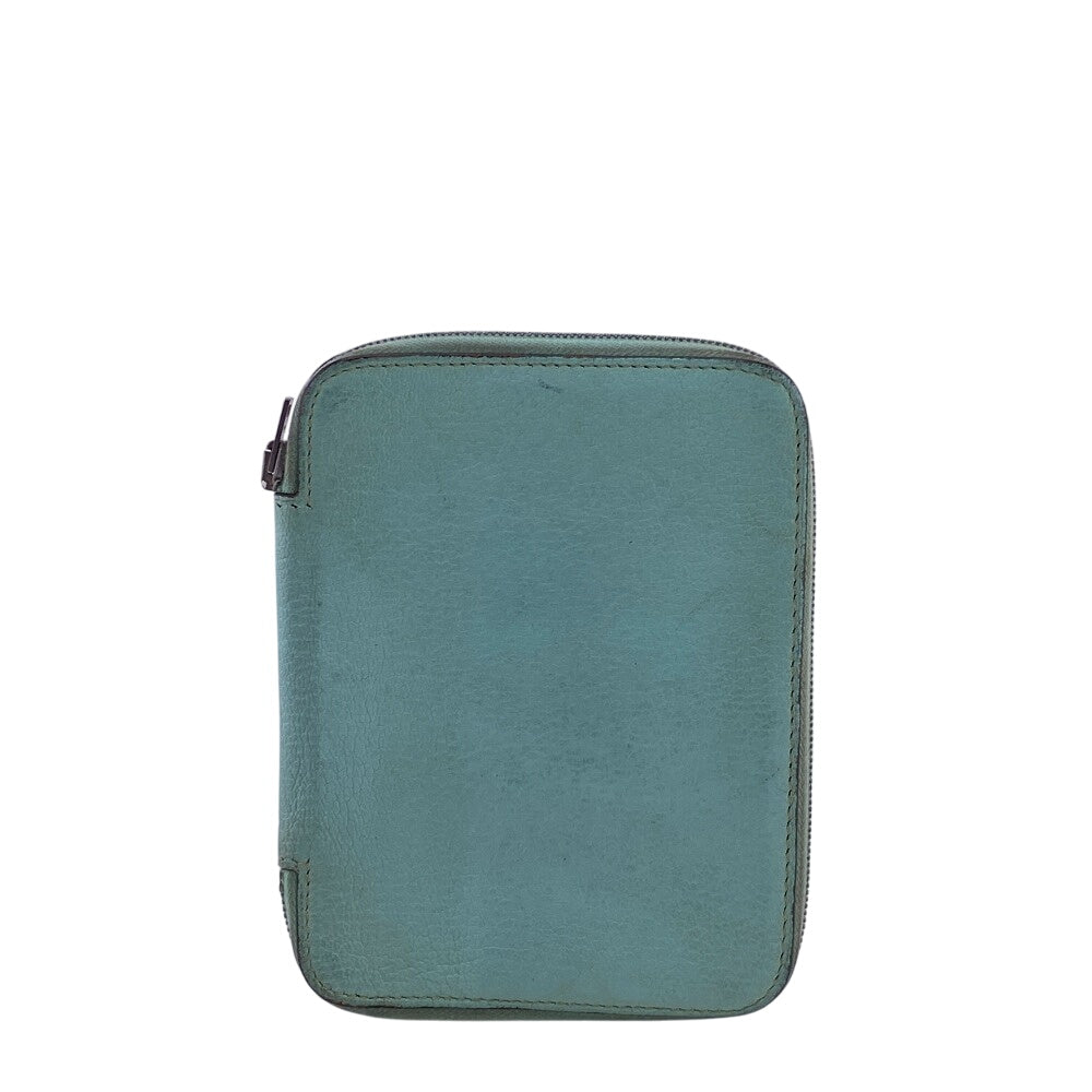 HERMES Notebook cover leather Blue type Notebook Cover Passport Case Card Case Agenda zip Women(Unisex)