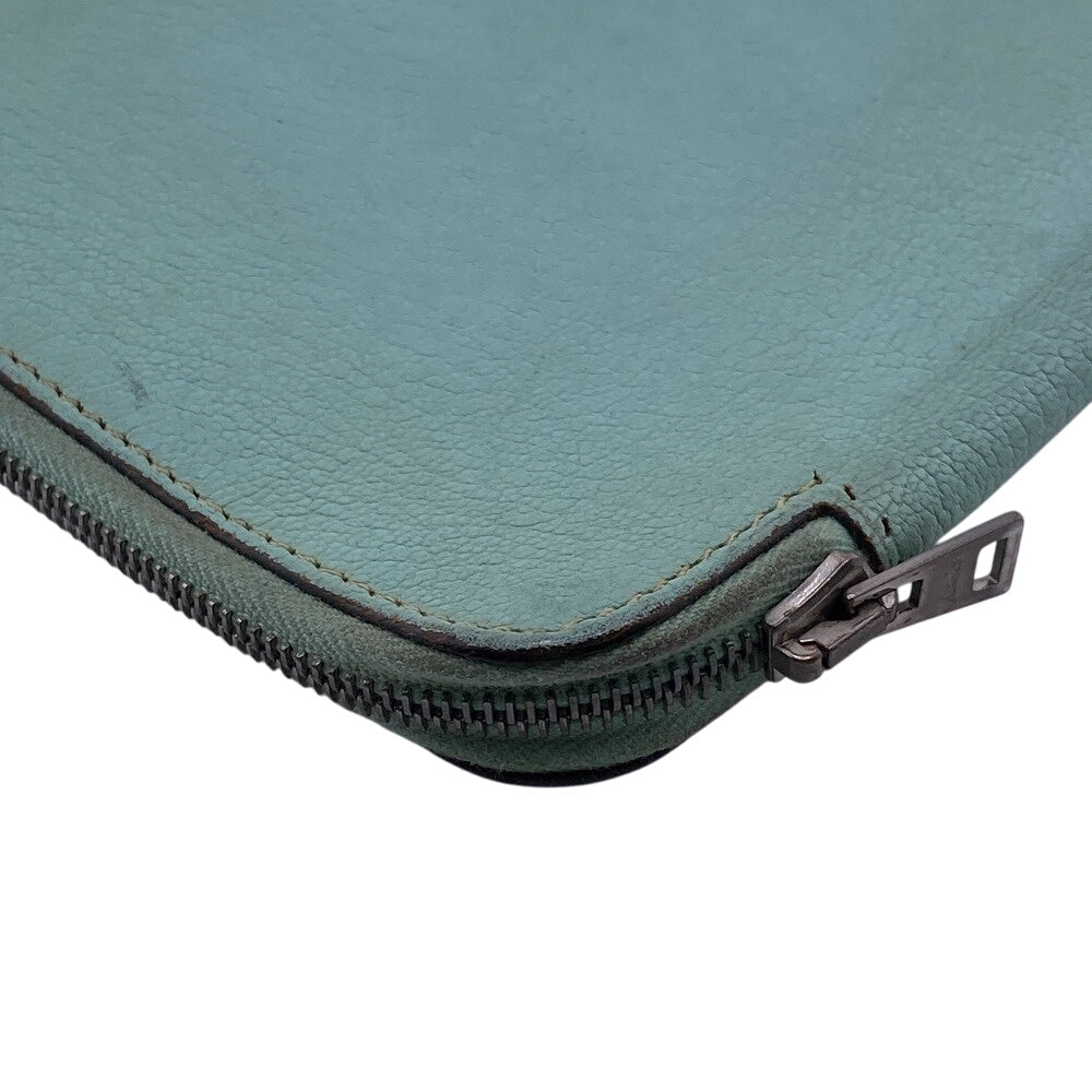 HERMES Notebook cover leather Blue type Notebook Cover Passport Case Card Case Agenda zip Women(Unisex)