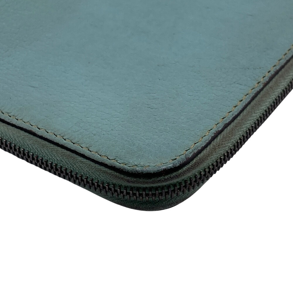 HERMES Notebook cover leather Blue type Notebook Cover Passport Case Card Case Agenda zip Women(Unisex)
