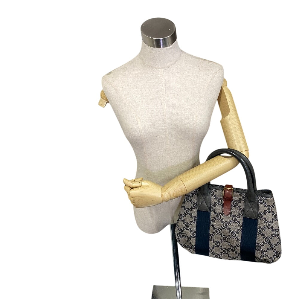 CELINE Handbag leather black Triomphe Macadam Pattern Women