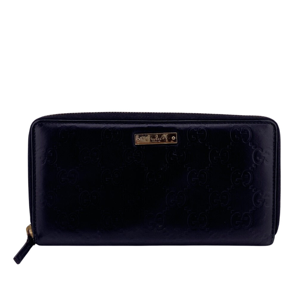 GUCCI Long Wallet Purse 112724ï¿½E496334 leather black Zip Around Guccisima Women