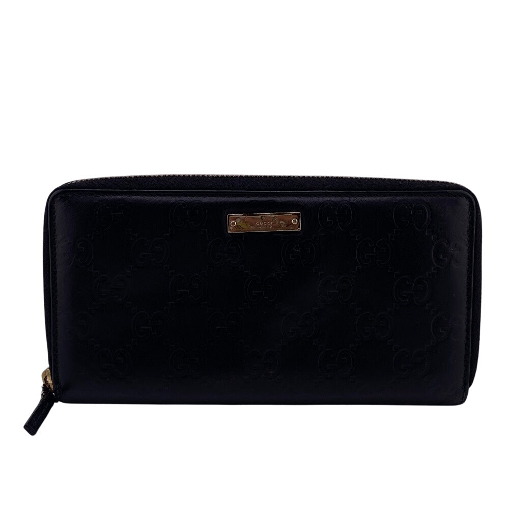 GUCCI Long Wallet Purse 112724ï¿½E496334 leather black Zip Around Guccisima Women