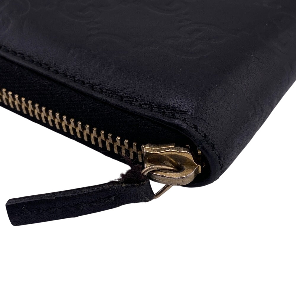 GUCCI Long Wallet Purse 112724ï¿½E496334 leather black Zip Around Guccisima Women
