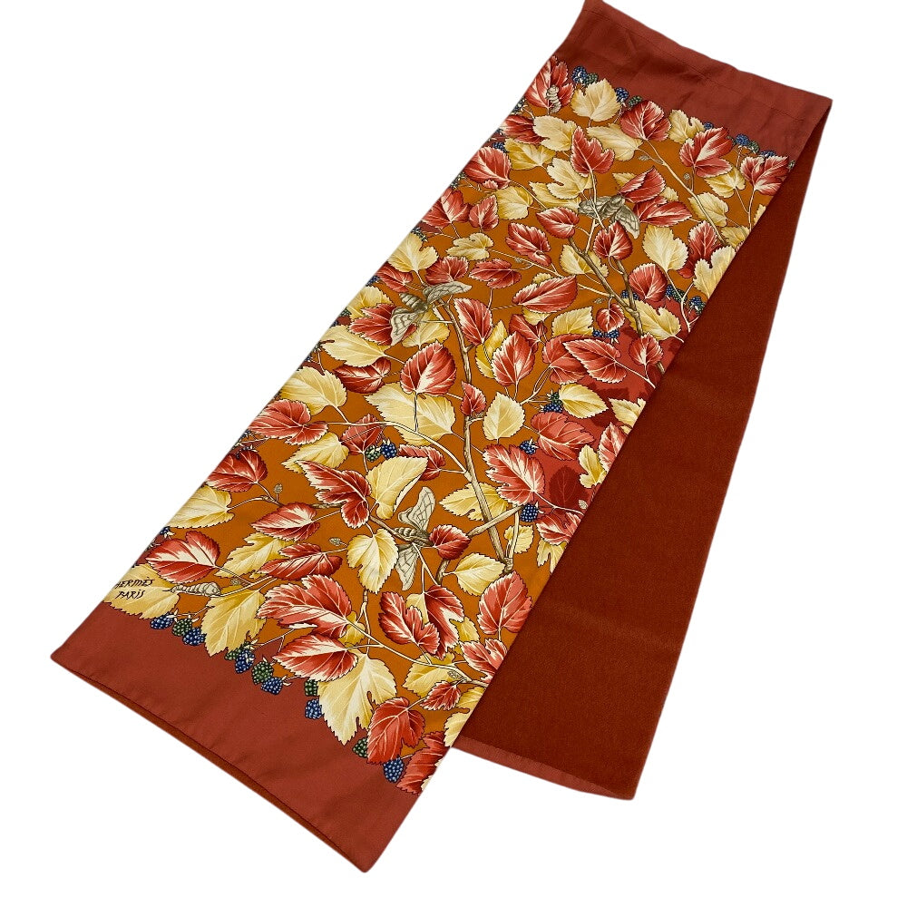 HERMES Scarf Angora , Silk Orange reversible Women(Unisex)