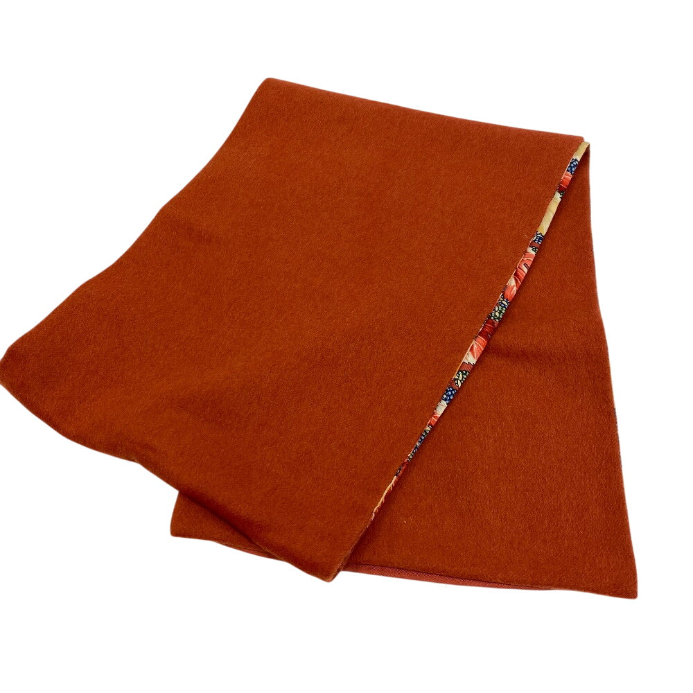 HERMES Scarf Angora , Silk Orange reversible Women(Unisex)