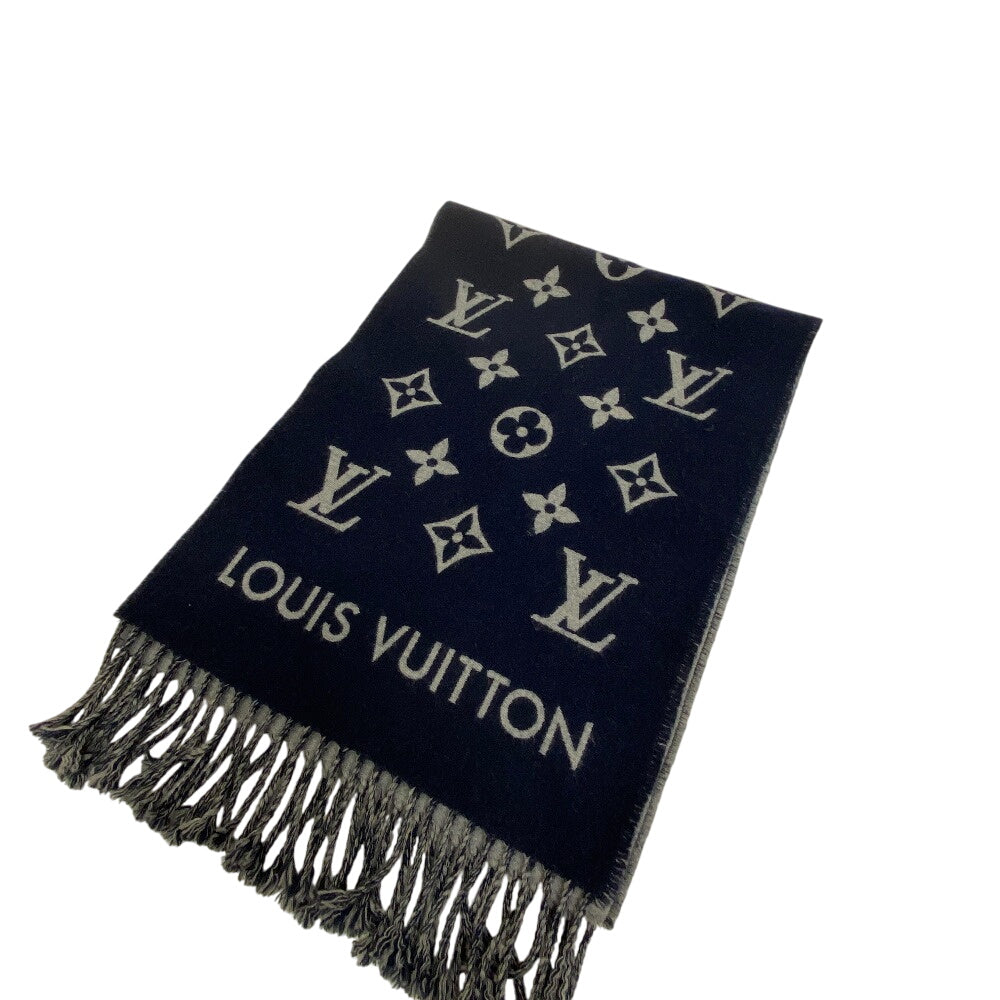 LOUIS VUITTON Scarf M79130 wool Navy Monogram All About
