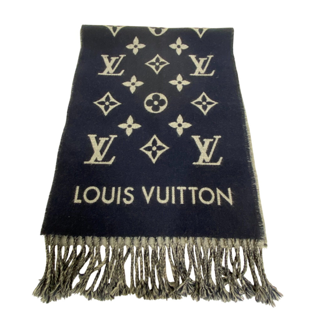 LOUIS VUITTON Scarf M79130 wool Navy Monogram All About