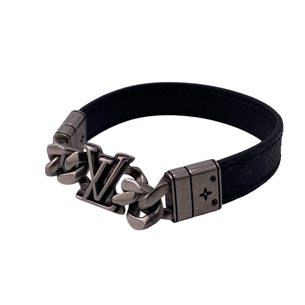 LOUIS VUITTON Bangle M8828E leather Silver Reversible bracelet Monogram Eclipse Bracelet LV Dimension Women(Unisex)