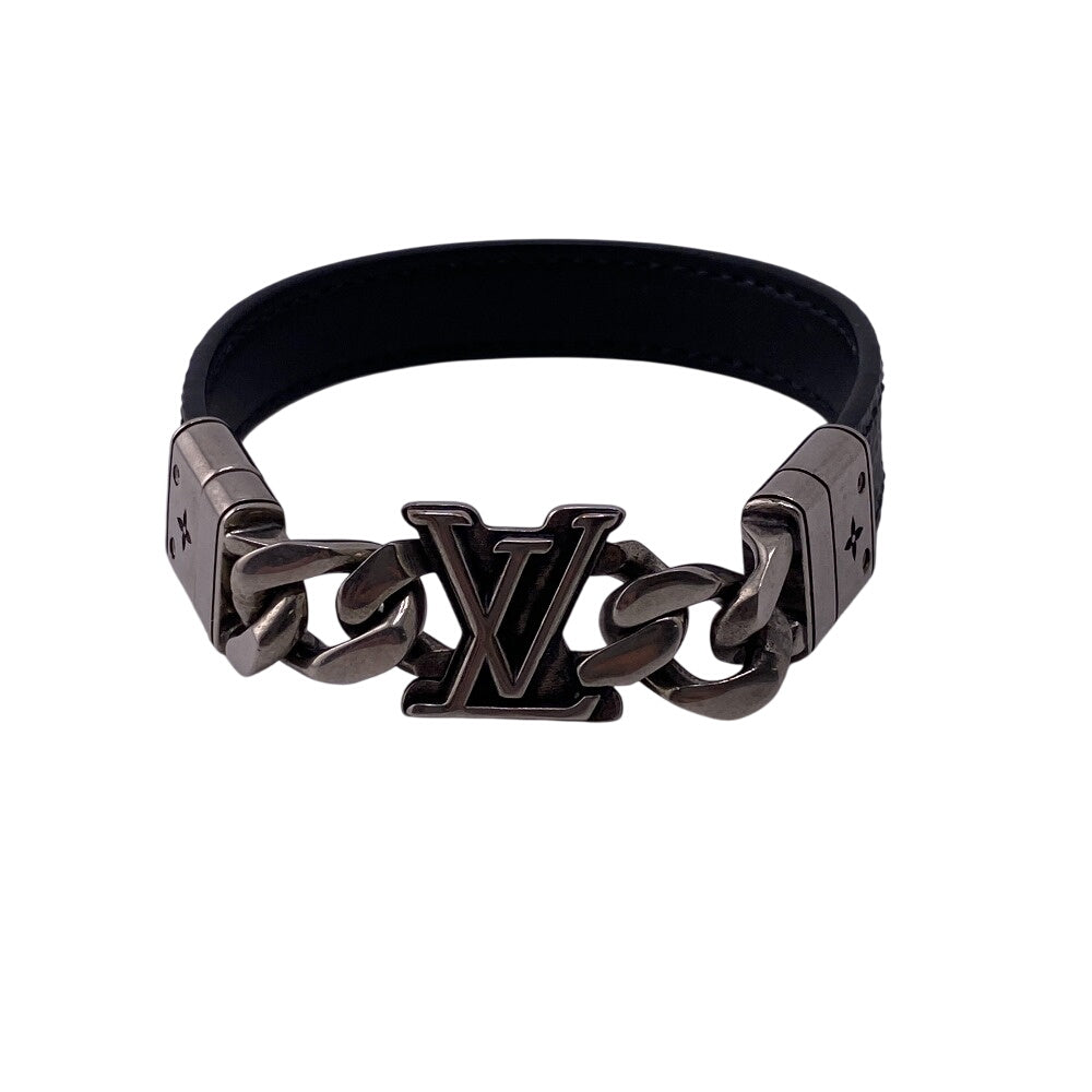 LOUIS VUITTON Bangle M8828E leather Silver Reversible bracelet Monogram Eclipse Bracelet LV Dimension Women(Unisex)