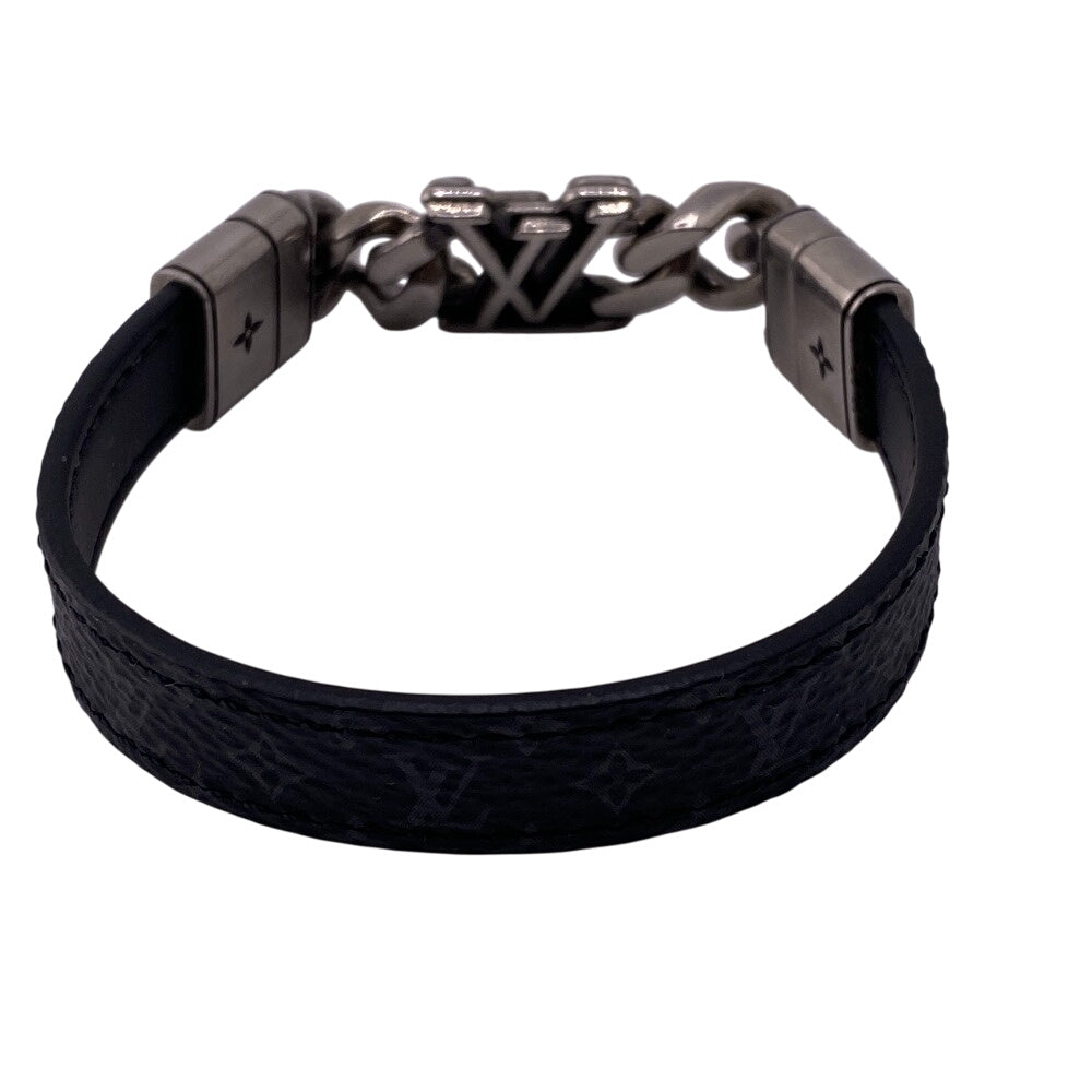 LOUIS VUITTON Bangle M8828E leather Silver Reversible bracelet Monogram Eclipse Bracelet LV Dimension Women(Unisex)