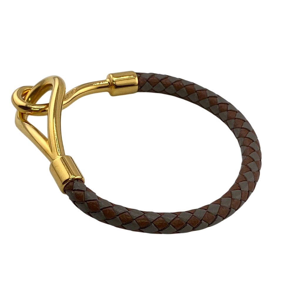 HERMES Bangle leather Brown jumbo