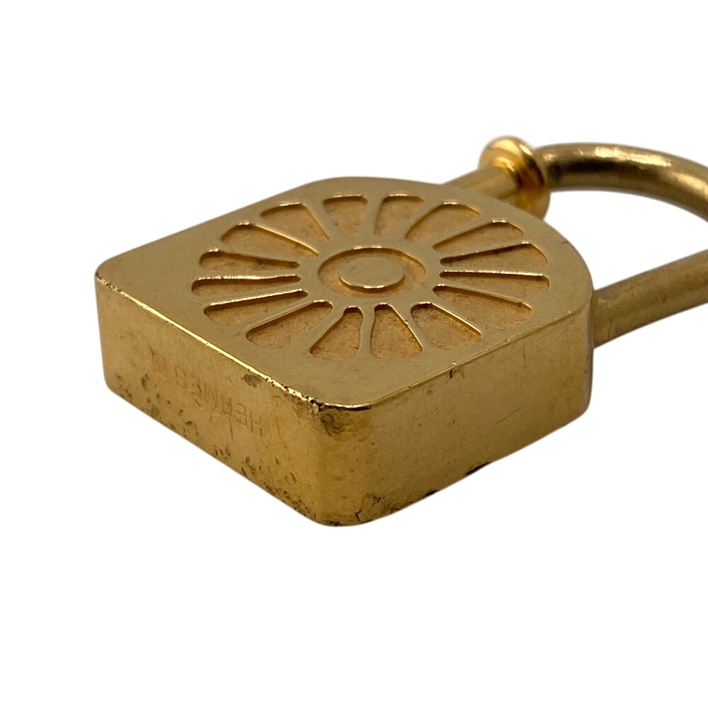 HERMES Cadena 9447_0690 Gold Plated gold Vintage Charm Cadena Sunflower Padlock Charm