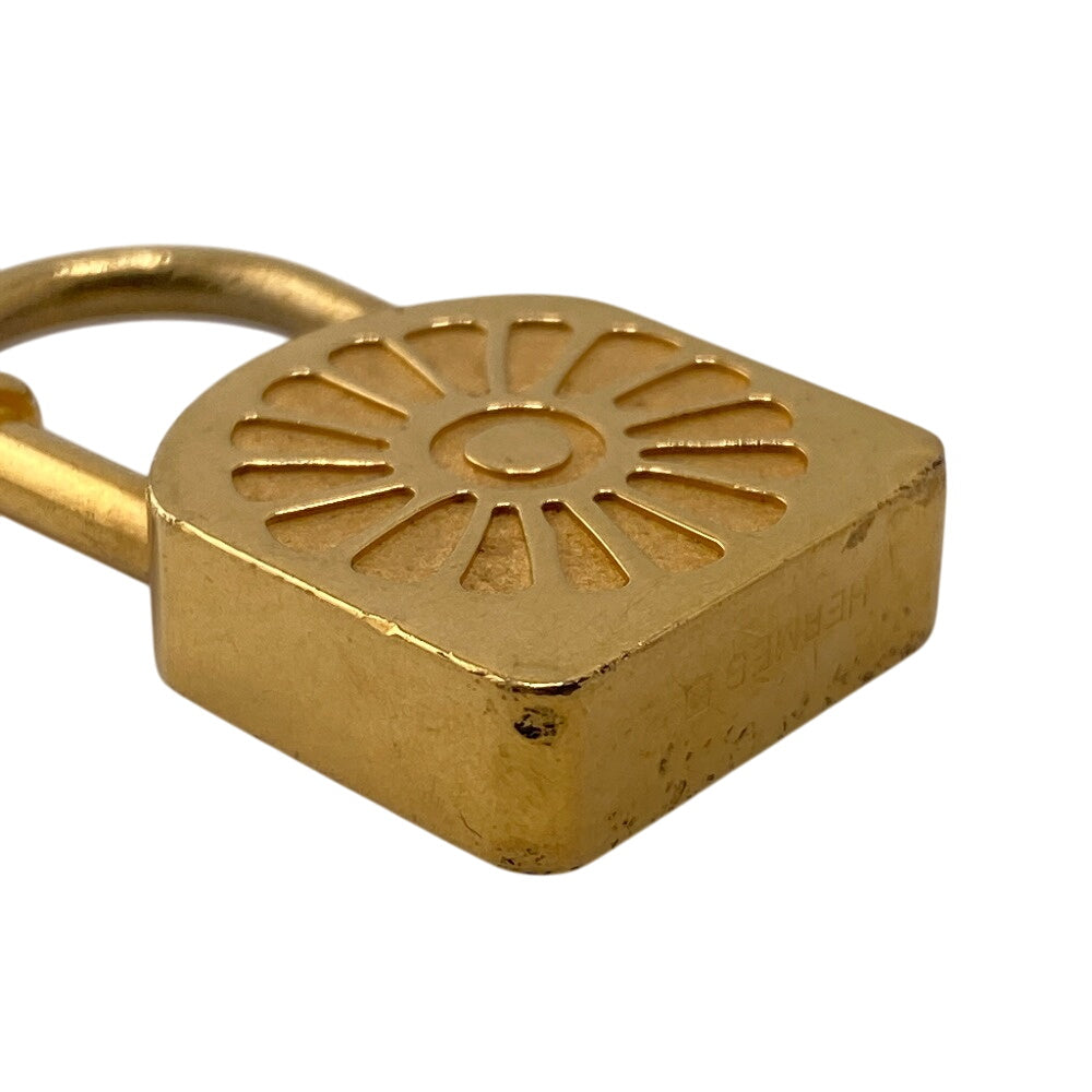 HERMES Cadena 9447_0690 Gold Plated gold Vintage Charm Cadena Sunflower Padlock Charm
