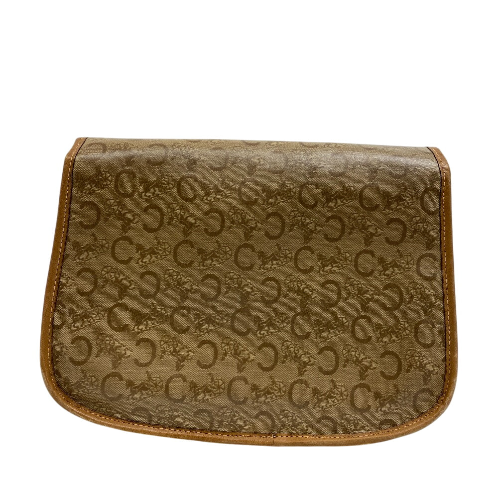 CELINE Shoulder Bag leather beige vintage Carriage Metal Women