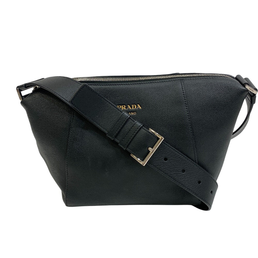 PRADA Shoulder Bag 2VH178 leather black Men's Leather Line Embossed logo mens