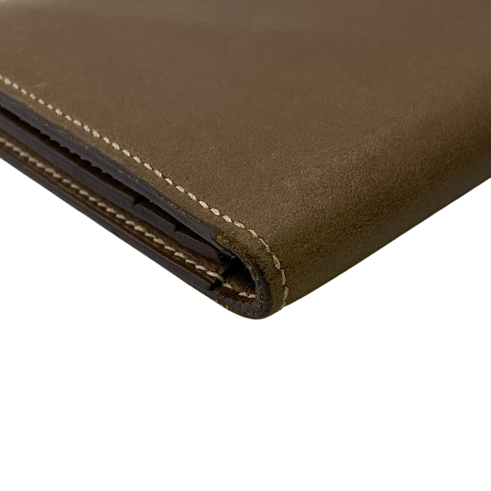 HERMES Long Wallet Purse Box scarf Brown Bifold Wallet Beansufla Women