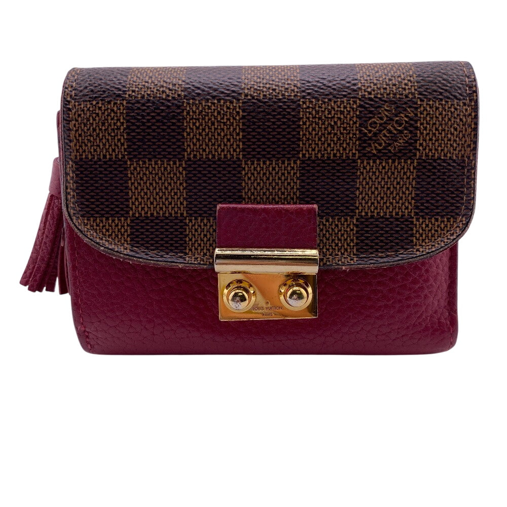 LOUIS VUITTON Tri-fold wallet M60216 leather Red Damier Portefeuille Croisette Compact Women