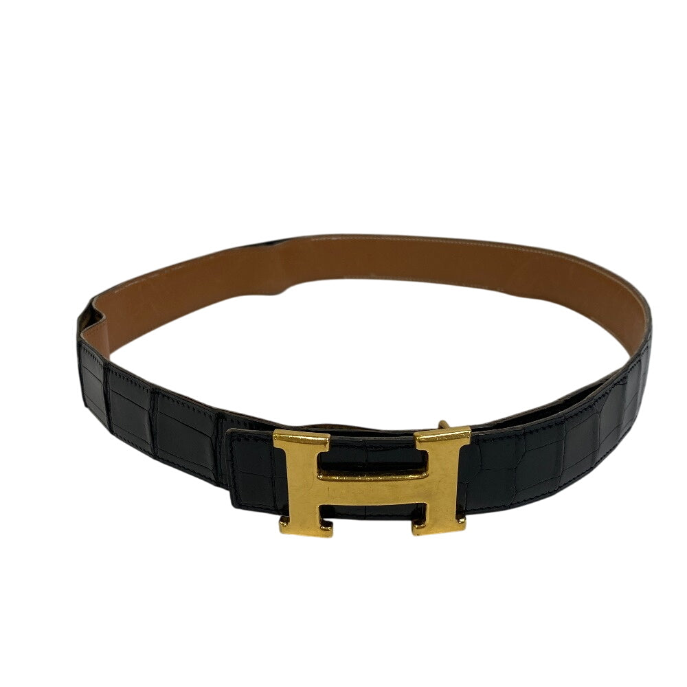HERMES belt leather black Constance belt Women 85