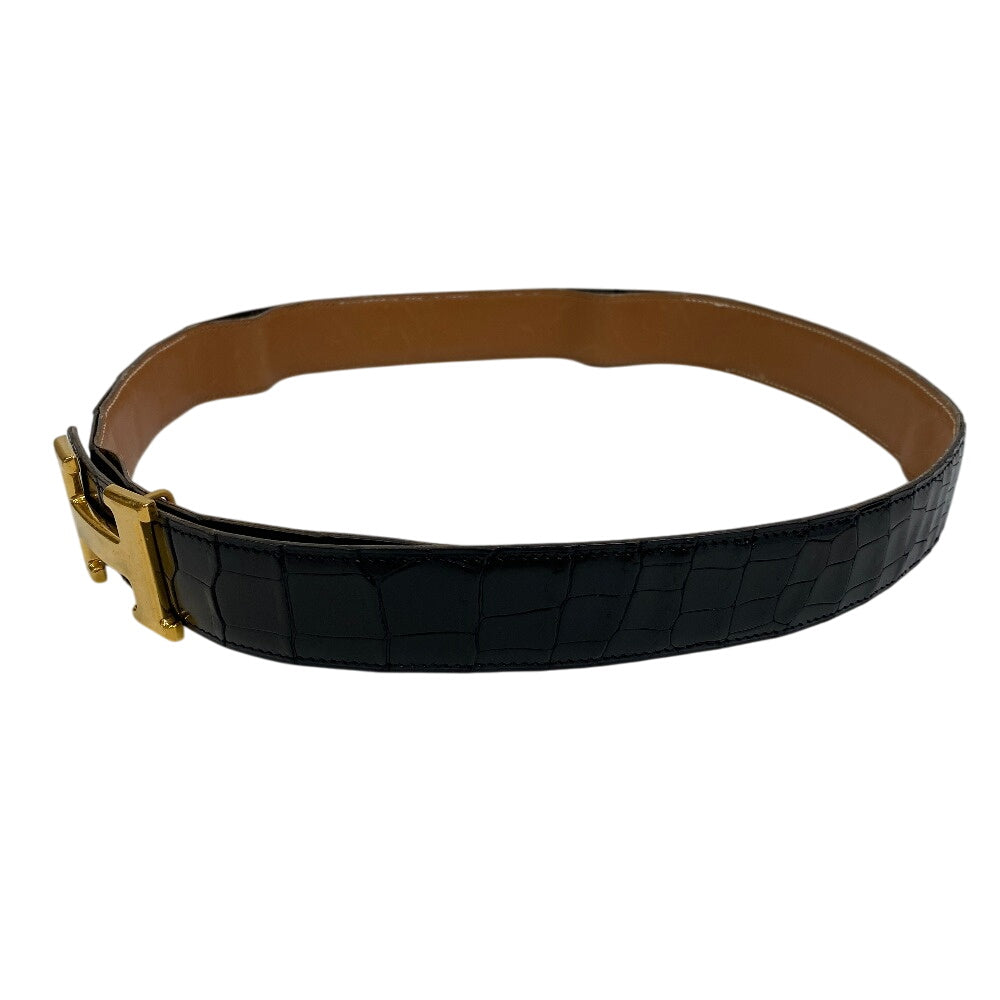 HERMES belt leather black Constance belt Women 85