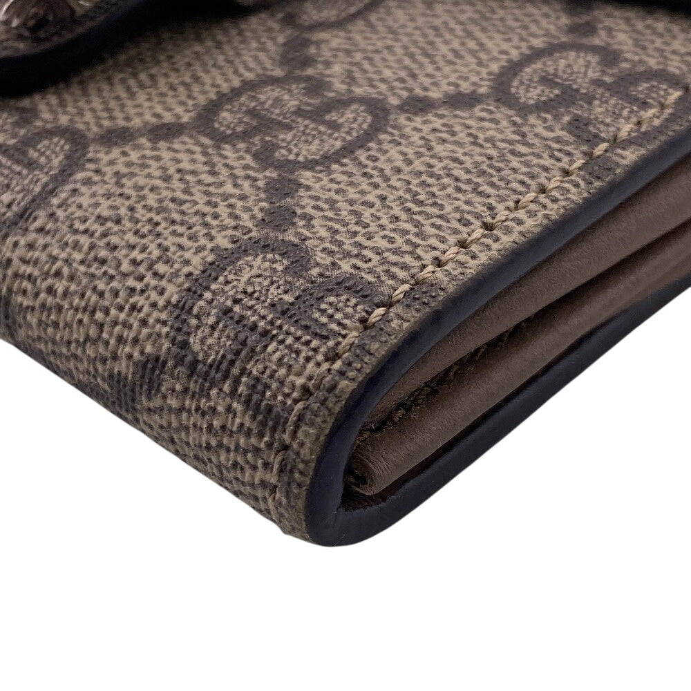 GUCCI Bifold Wallet GG Supreme Canvas beige Chain wallet GG Supreme Women