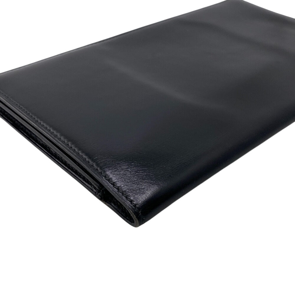 HERMES Bill Compartment ��ˆóŠm”F‚ł«‚¸ Box scarf black Bifold Wallet Women
