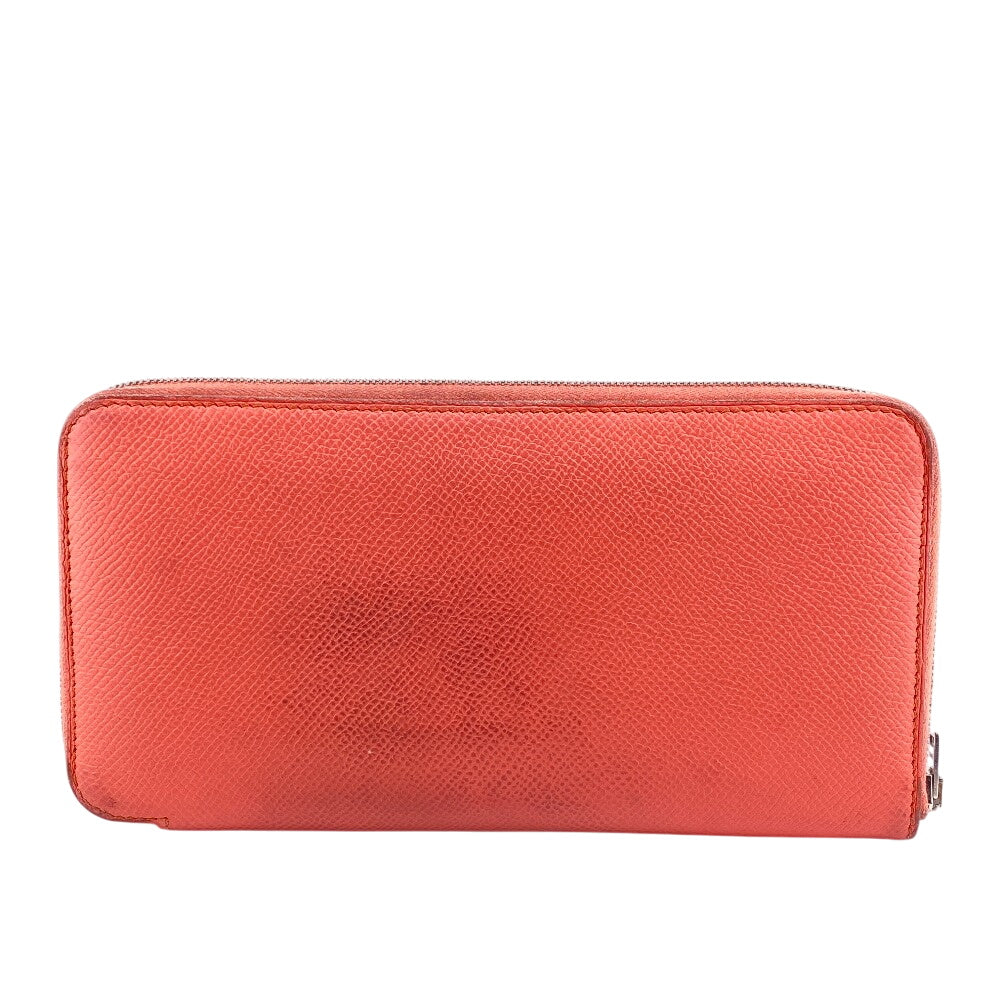 HERMES Long Wallet Purse � Q leather pink Zip Around Azap long silk in Women