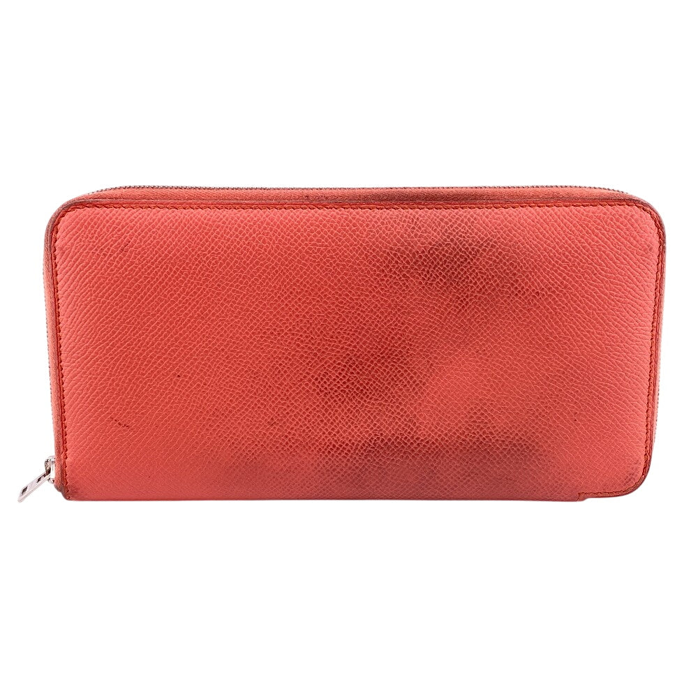 HERMES Long Wallet Purse � Q leather pink Zip Around Azap long silk in Women