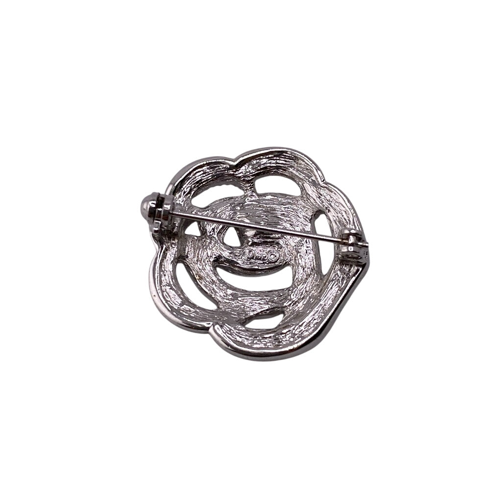 Christian Dior Brooch metal Silver Rose Women