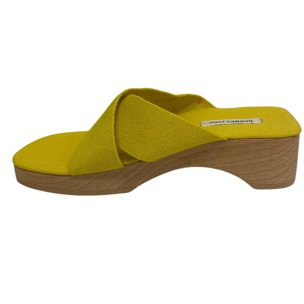 HERMES Sandals canvas yellow 35