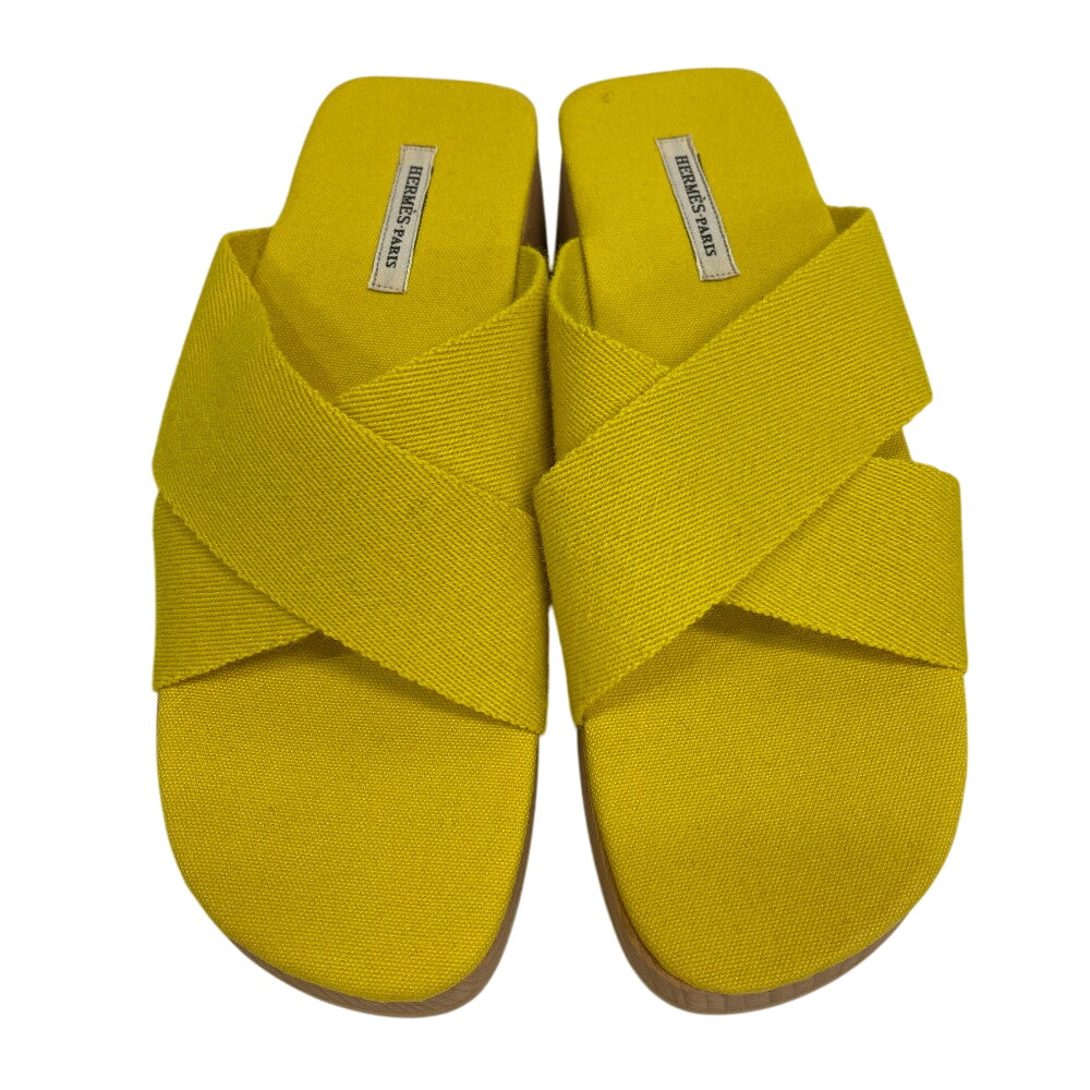 HERMES Sandals canvas yellow 35