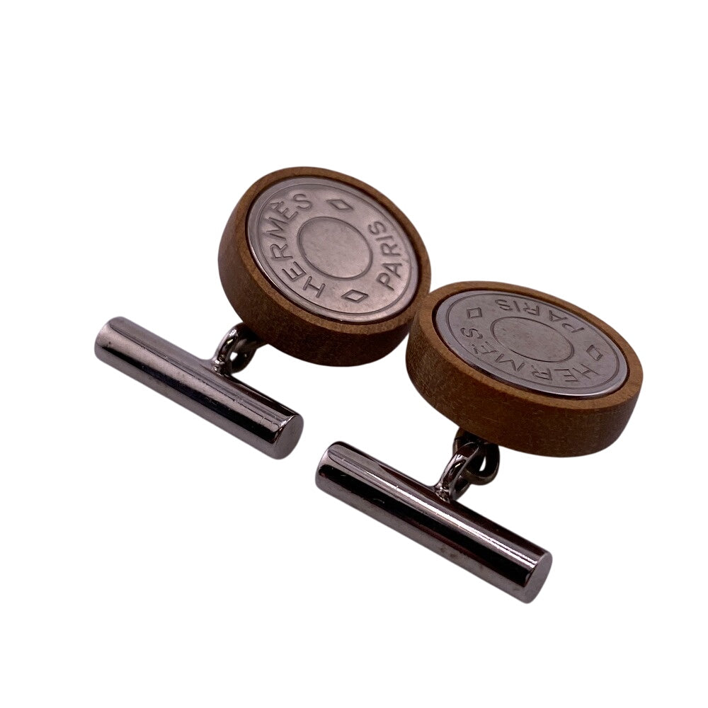 HERMES cuffs Wood, Plating Silver Serie