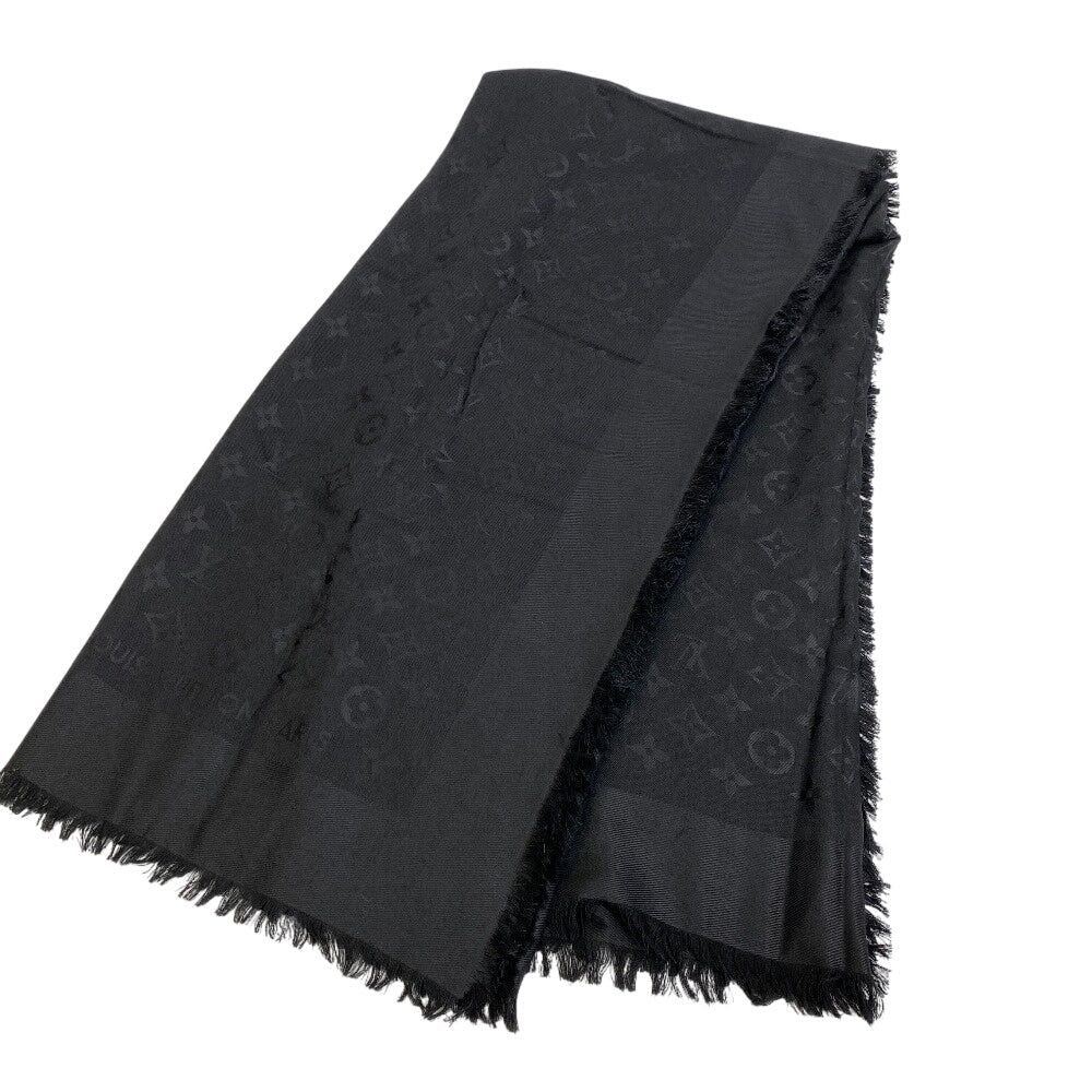 LOUIS VUITTON shawl 402336 Silk, Wool black Monogram Pattern