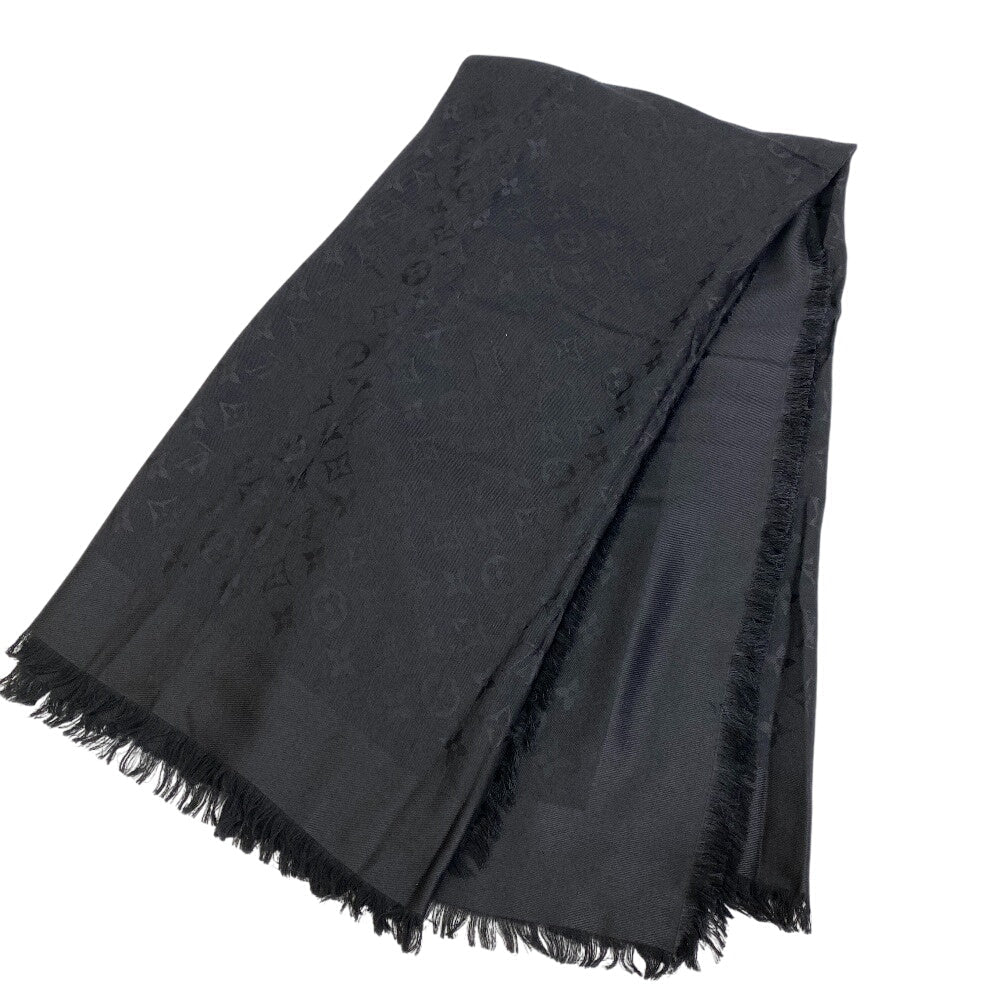 LOUIS VUITTON shawl 402336 Silk, Wool black Monogram Pattern
