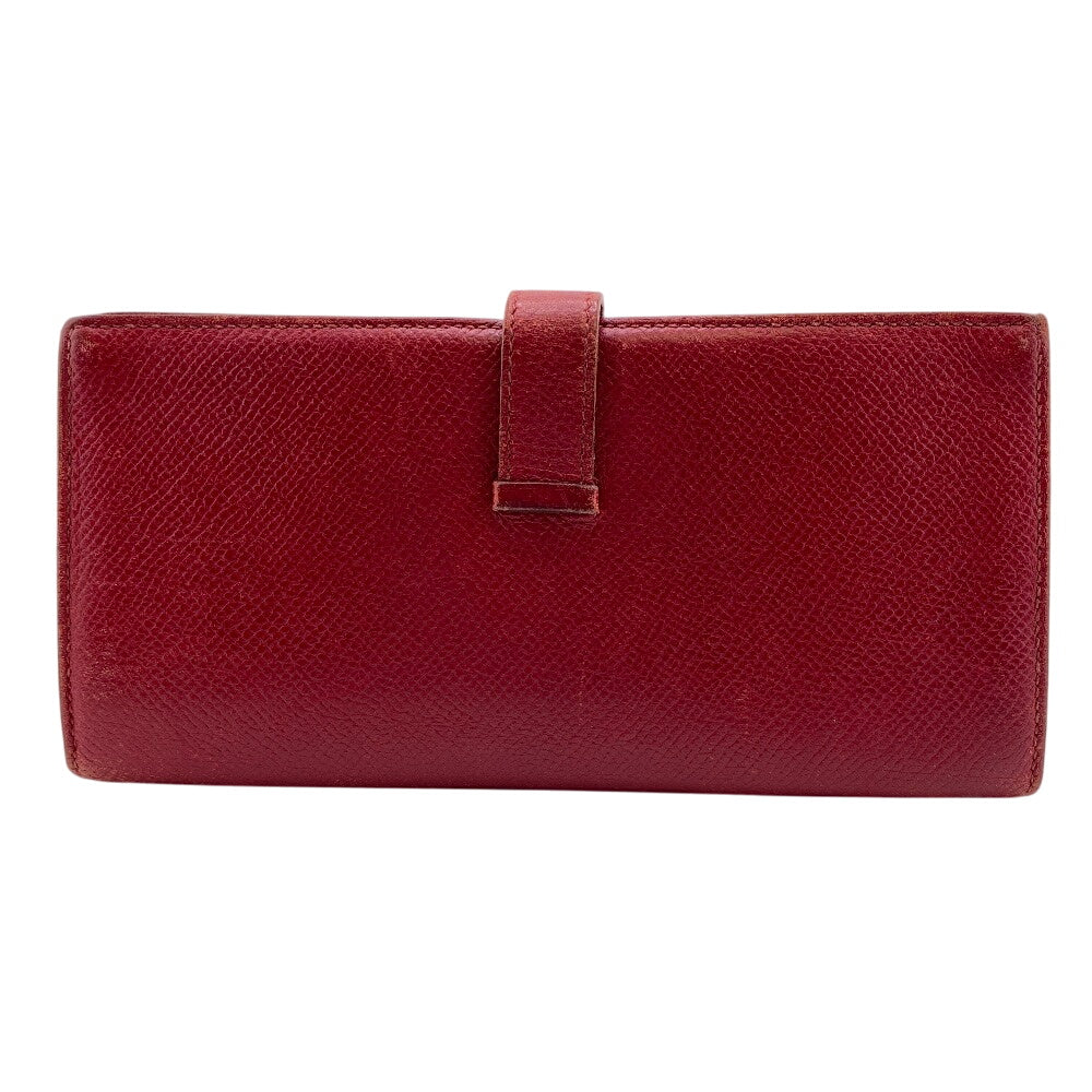 HERMES Long Wallet Purse leather Red Beansufla