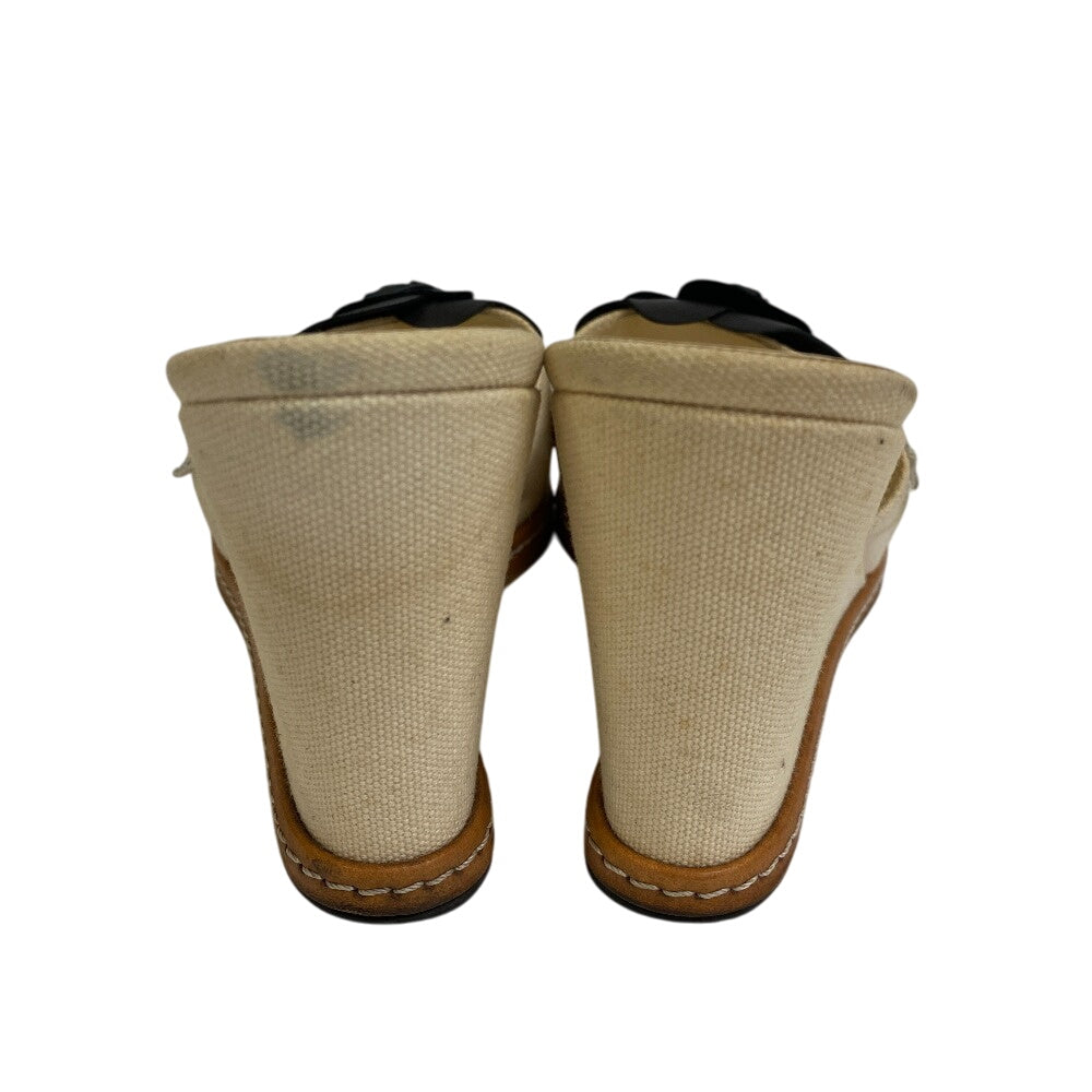 CHANEL Sandals G25948 Canvas, Leather beige Camelia 38 1/2