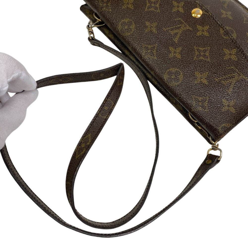 LOUIS VUITTON Shoulder Bag M51815 leather Brown Monogram Double mule