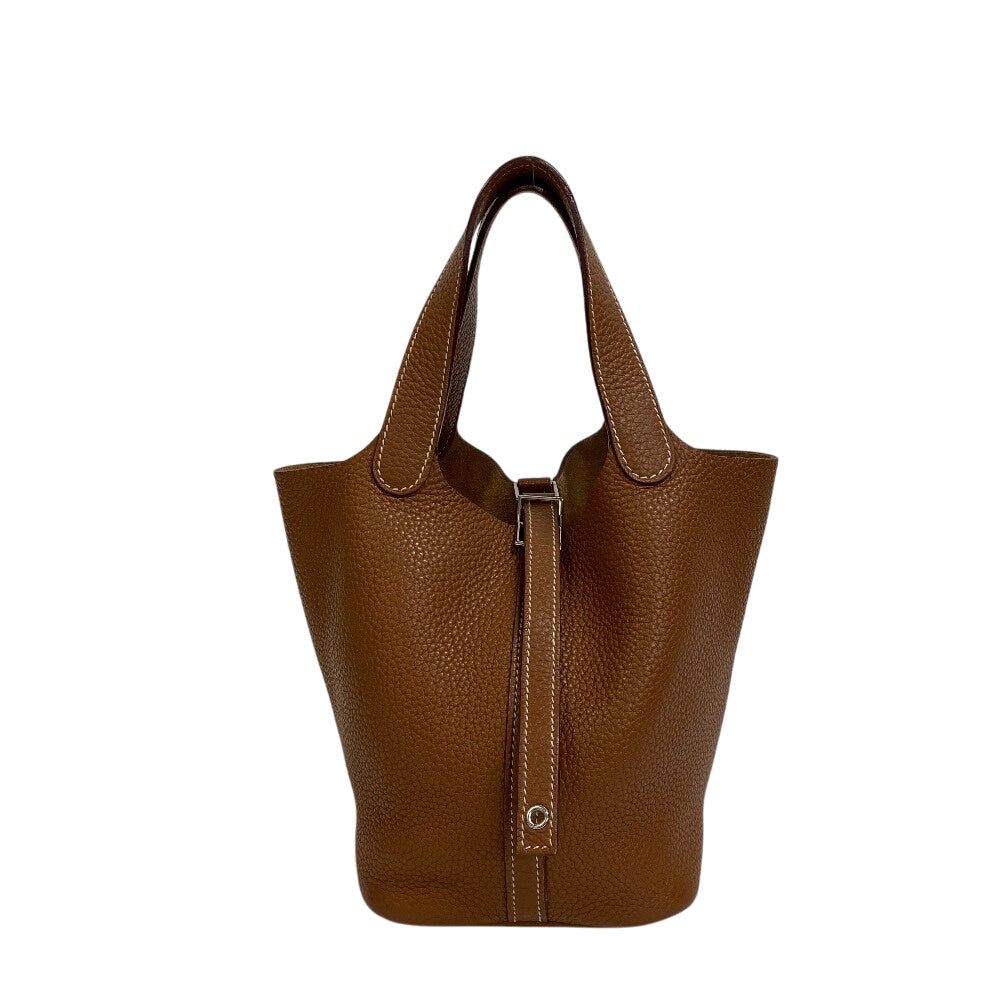HERMES Handbag □O Taurillon Clemence Brown Picotan Lock PM