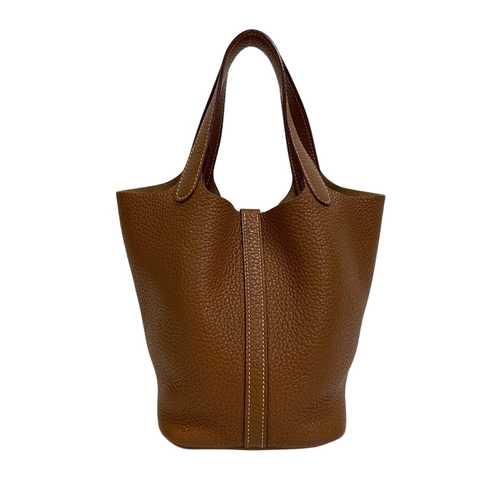 HERMES Handbag □O Taurillon Clemence Brown Picotan Lock PM