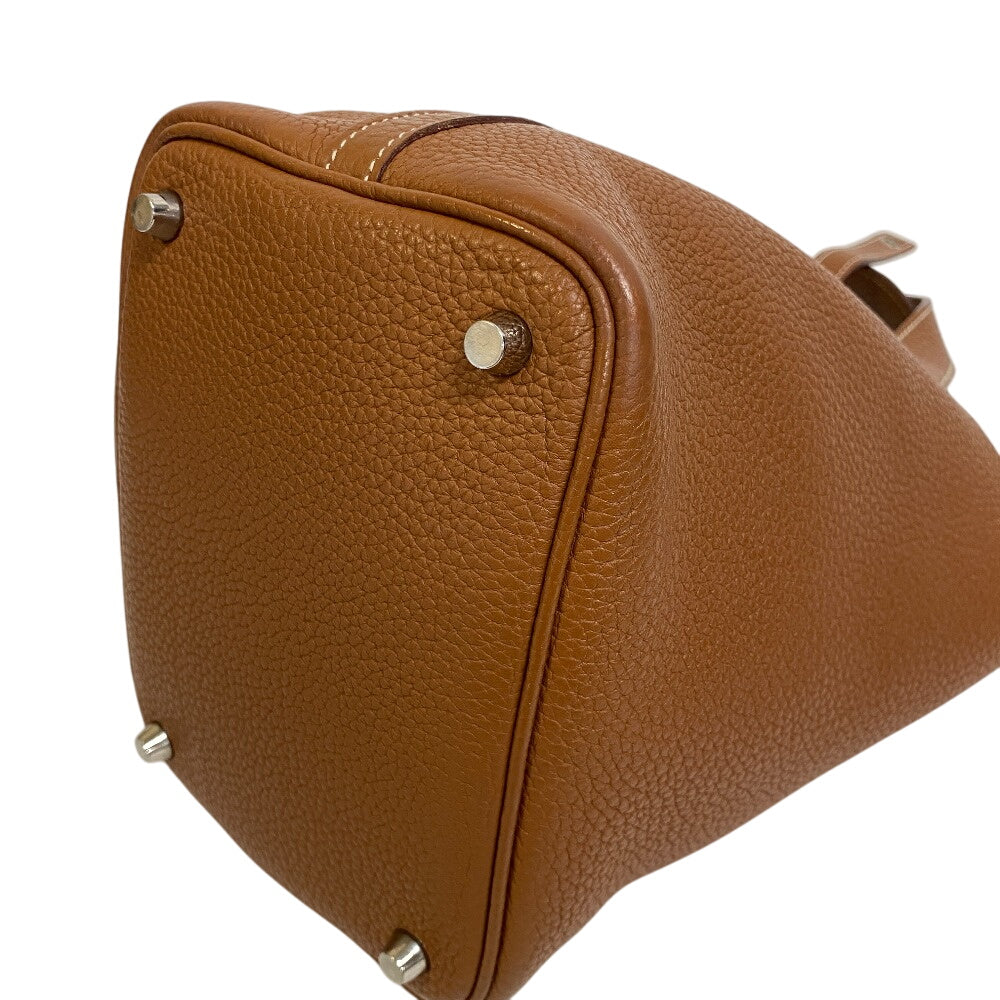 HERMES Handbag □O Taurillon Clemence Brown Picotan Lock PM