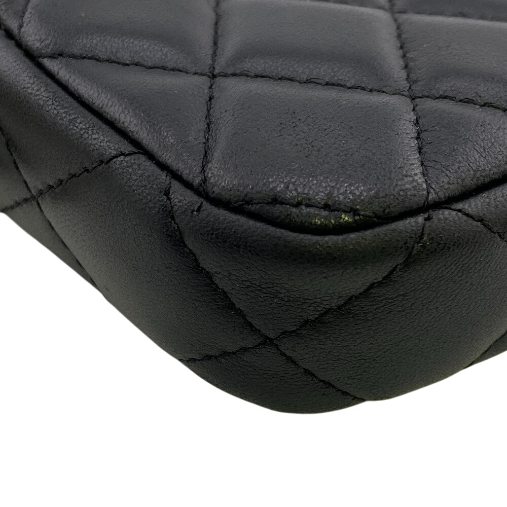 CHANEL Long Wallet Purse lambskin black Matrasse
