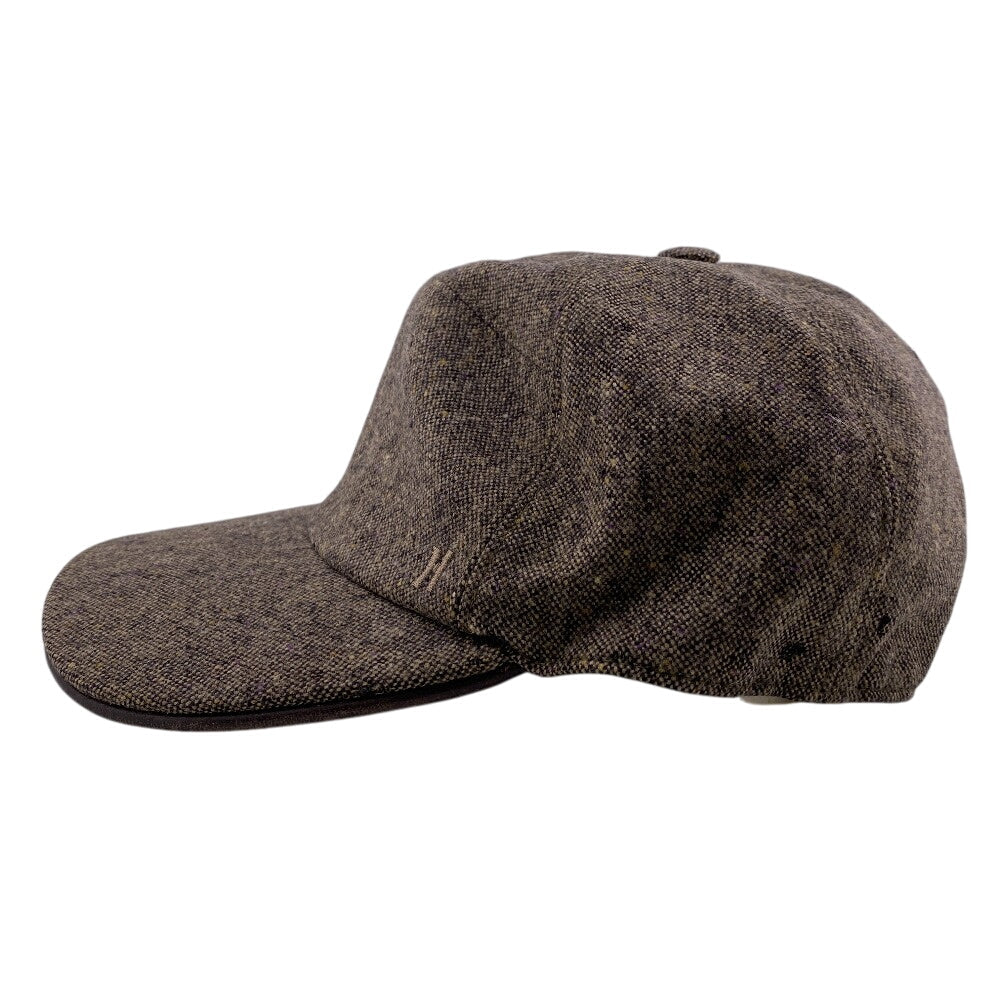 HERMES cap Wool, Leather Brown 57